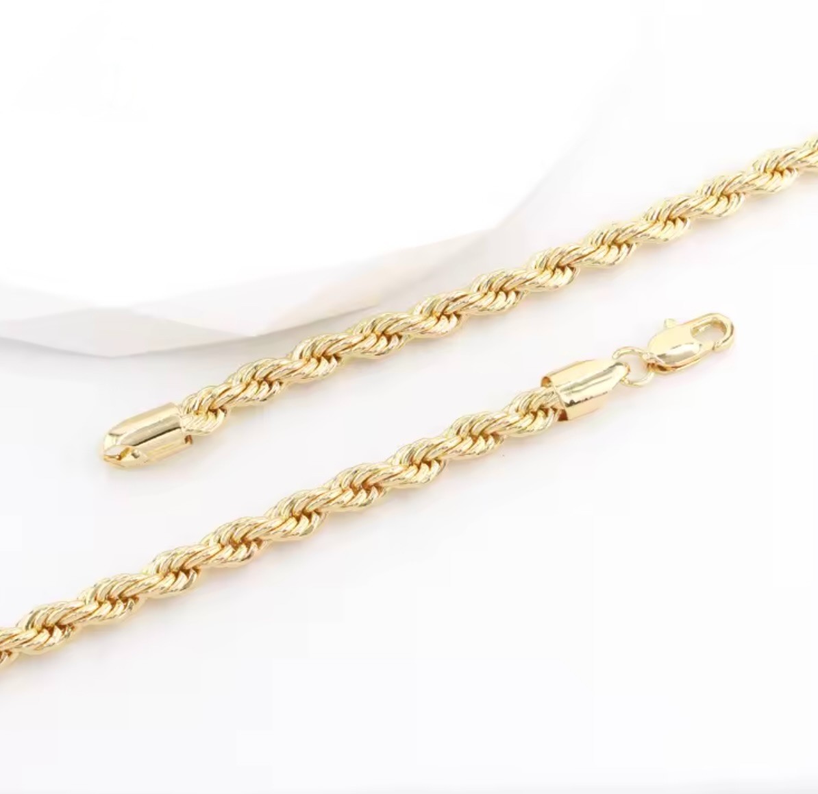 18k Gold Plated Copper Rope Chain COSTUME NECKLACE 3mm-6mm 18-24″ Men Women