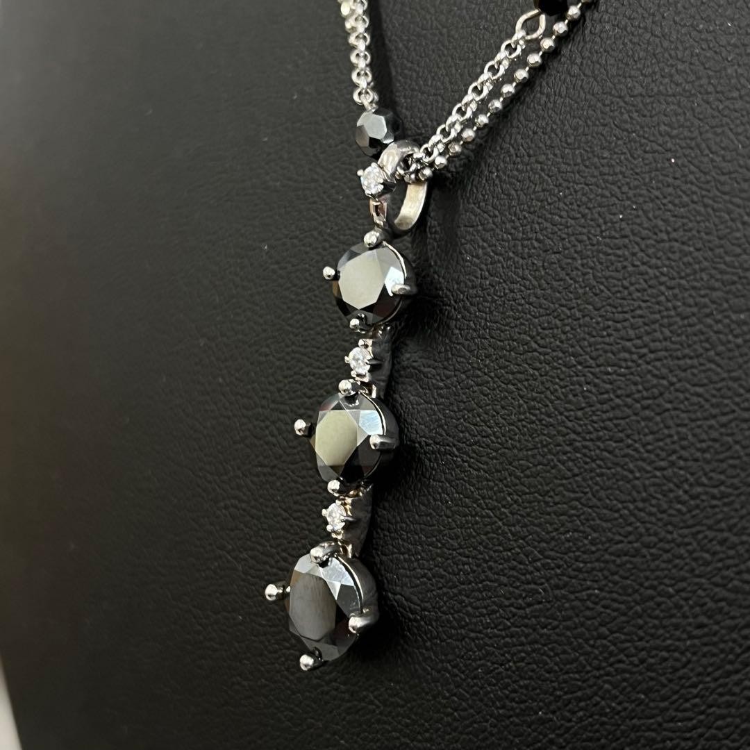 H SILVER 925 Black Onyx Necklace 46 10.2