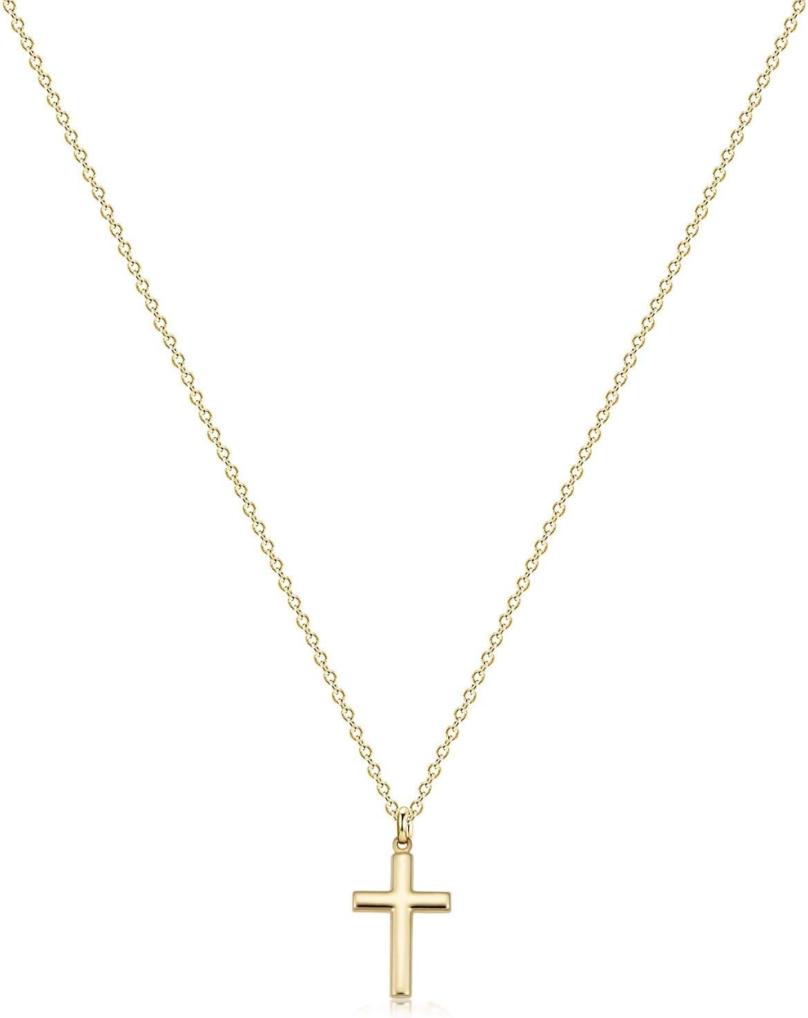 14K Gold-Plated Cross Necklace for Women – Lightweight & Versatile Faith Jewelry