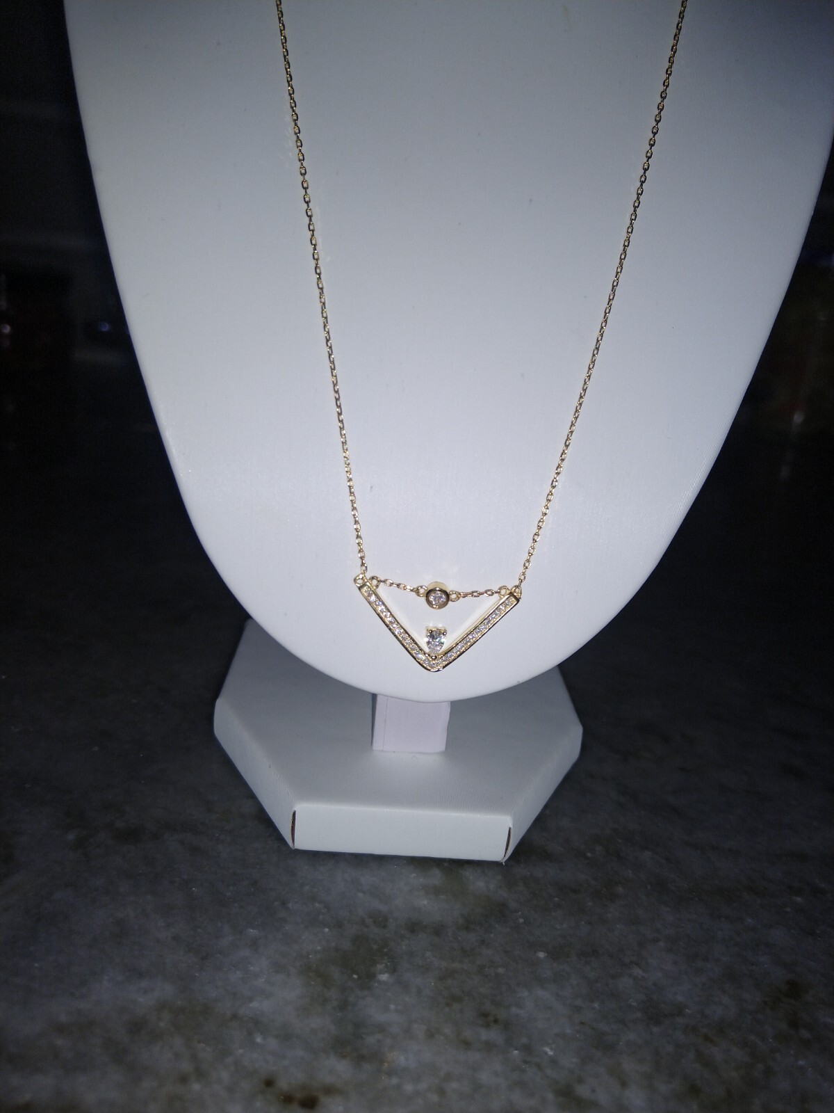 LA Simulated Diamond Trendy Necklace 17.5″/14K YG/Sterling Silver 0.80 Carats