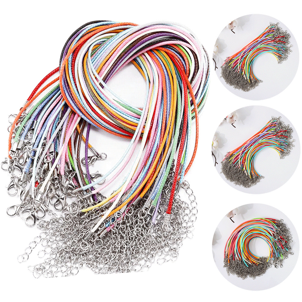 Color 18” Necklace Braided Leather Rope Jewelry Making Chain Cord w/Clasp Lots