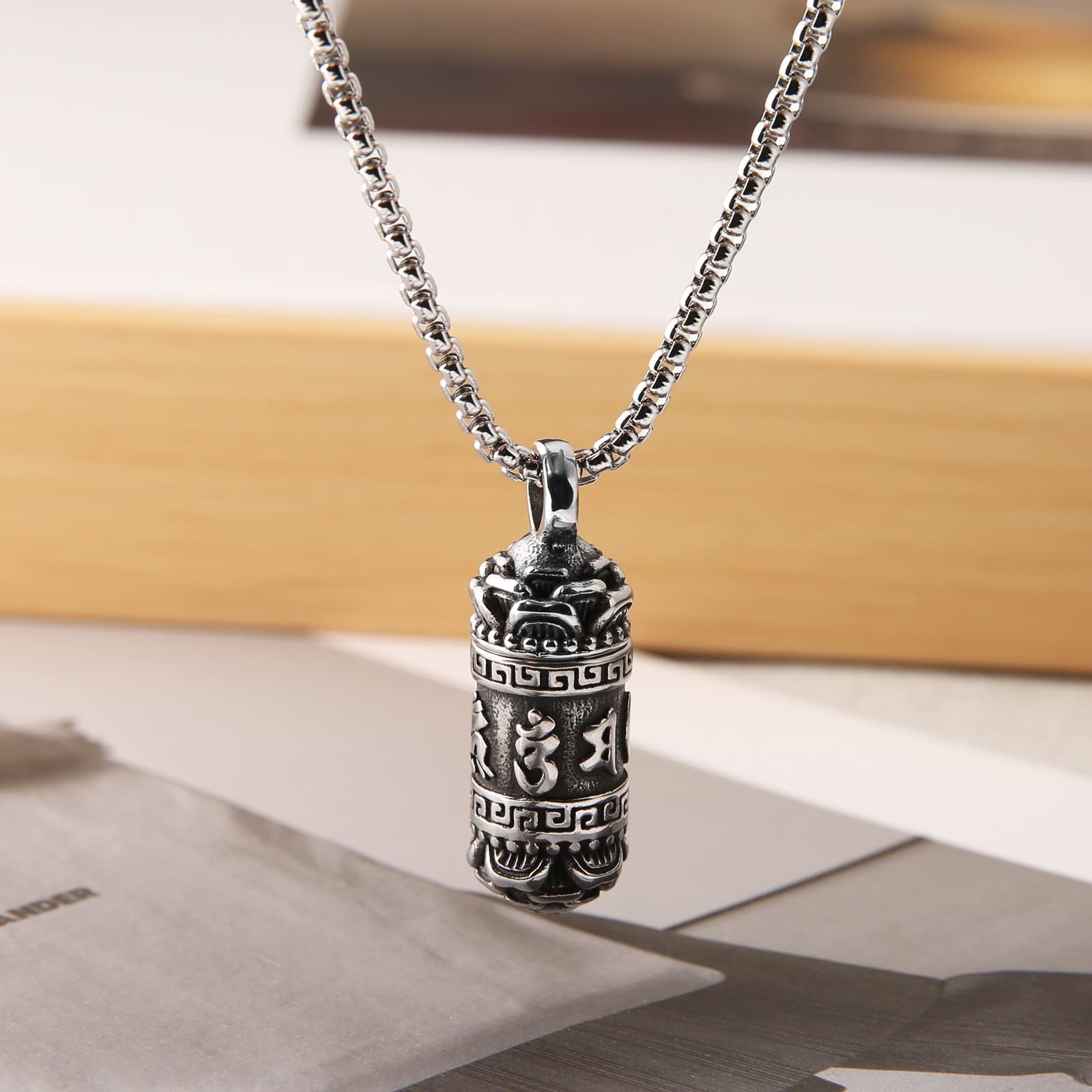 Tibetan Buddhist Meditation Stainless Steel Pendant Memorial Cremation Ash Pi…