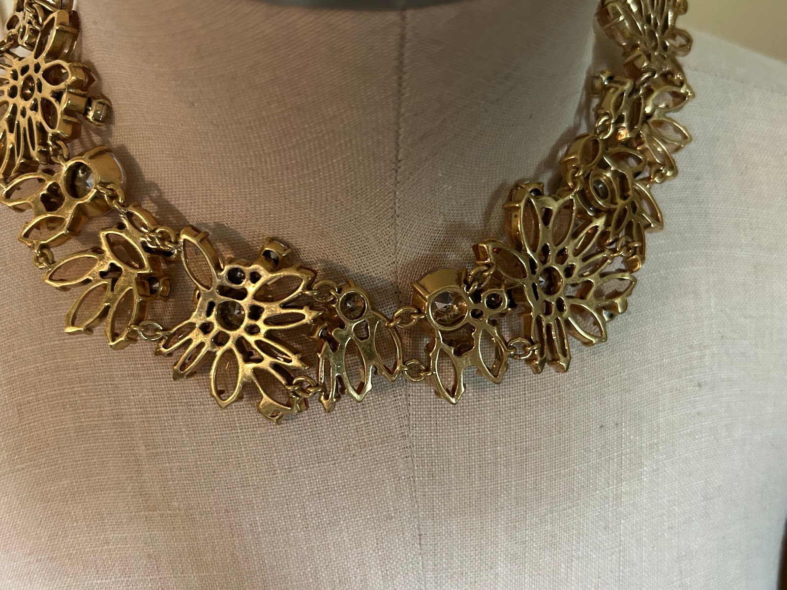 J.Crew Crystal Cluster Citrine Statement Necklace Gold Plated