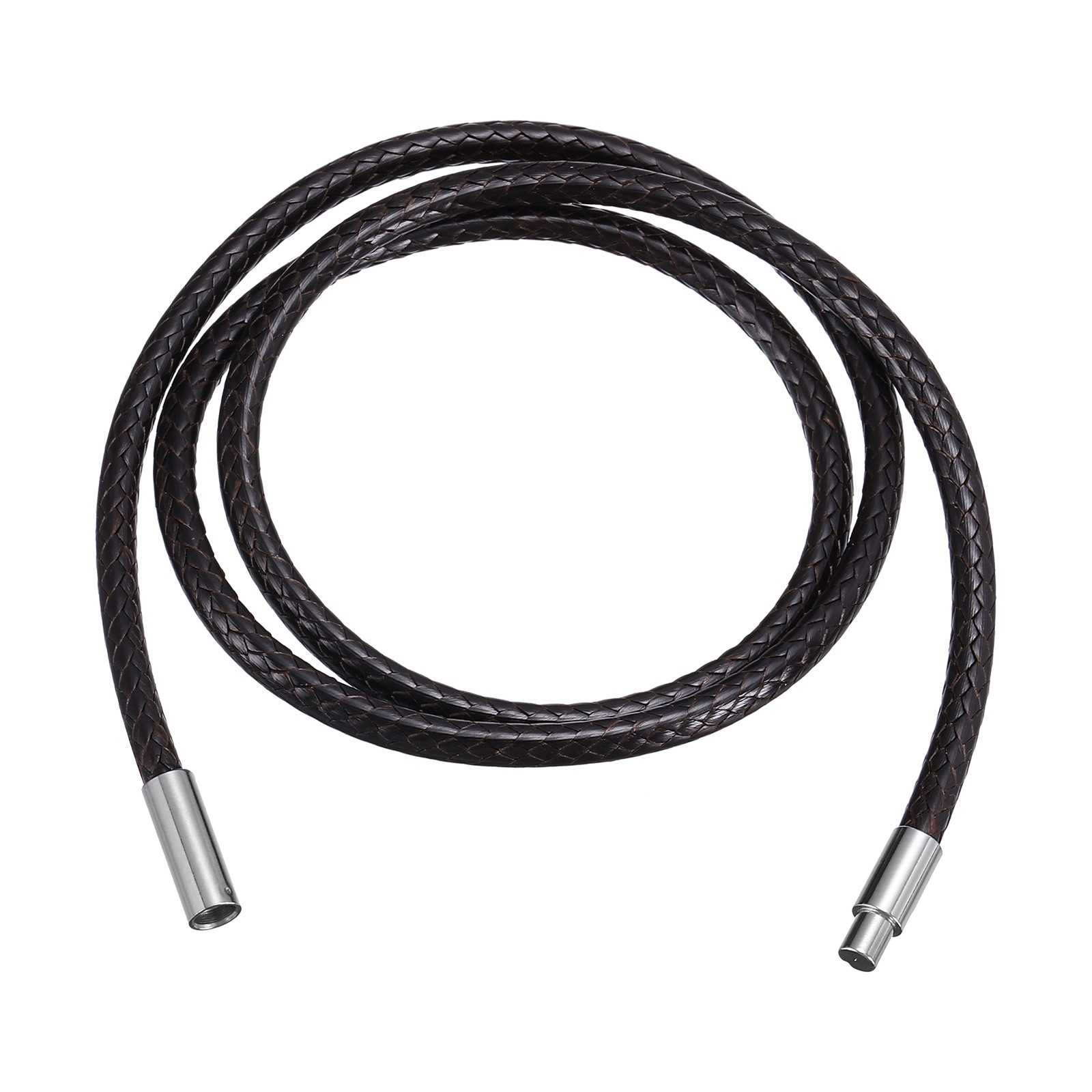 3mm Coffee Leather Necklace Cord Braided Wax Rope Chain(Length 20 Inch)