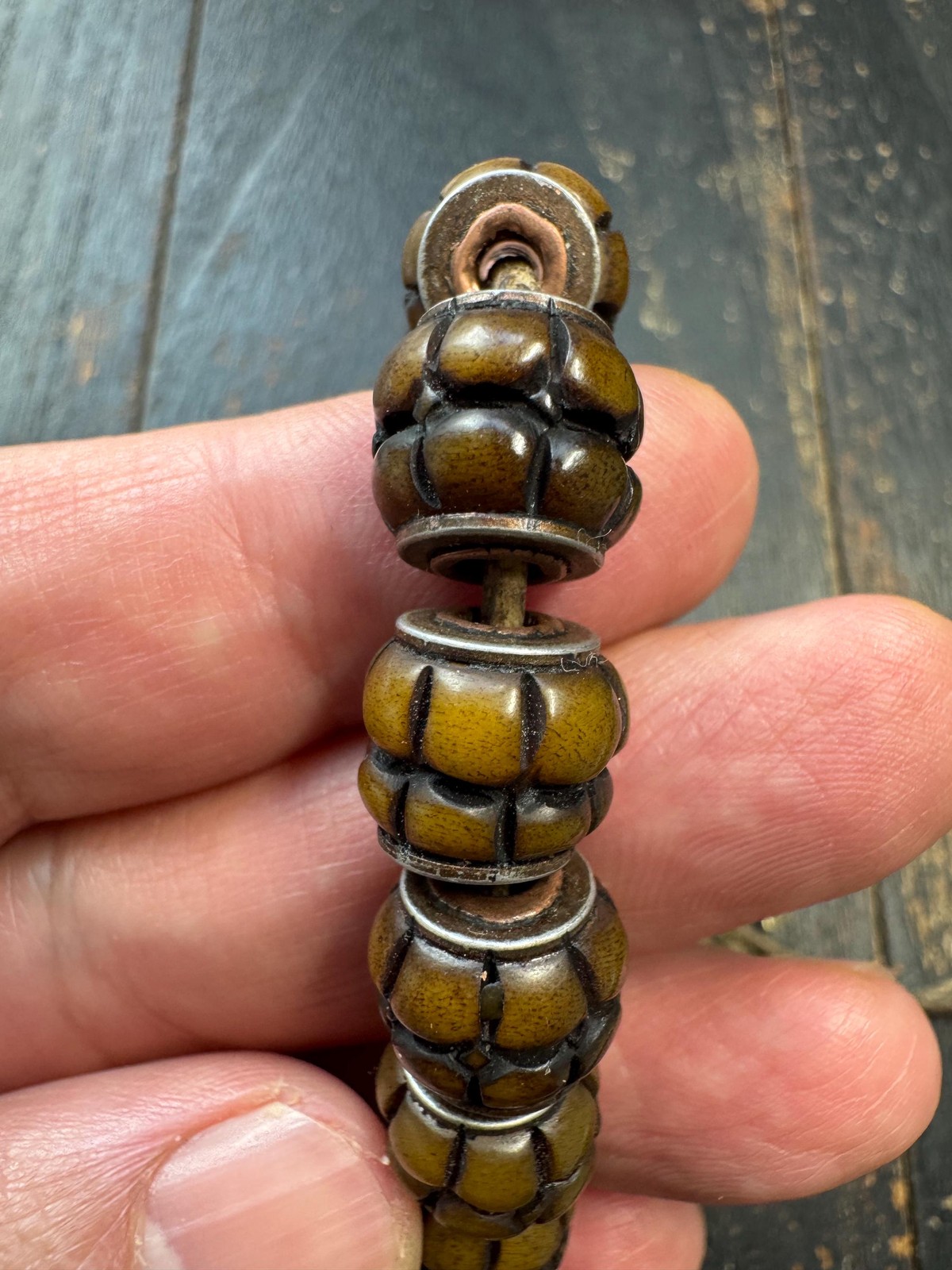 Tibetan Lotus Carved Yak Bone Adjustable Mala Bracelet | Handcrafted Buddhist J