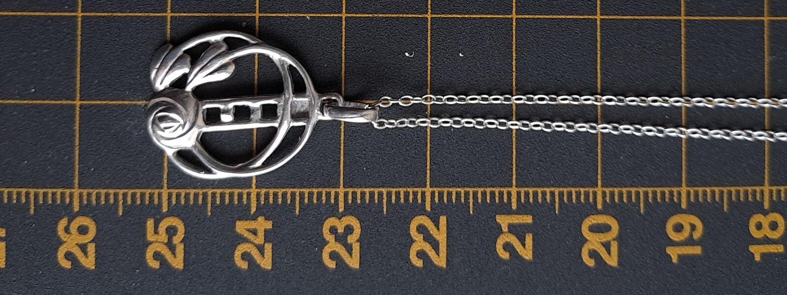 Kit Heath Sterling Silver Necklace Mackintosh Style Pendant 1997 46cm Chain