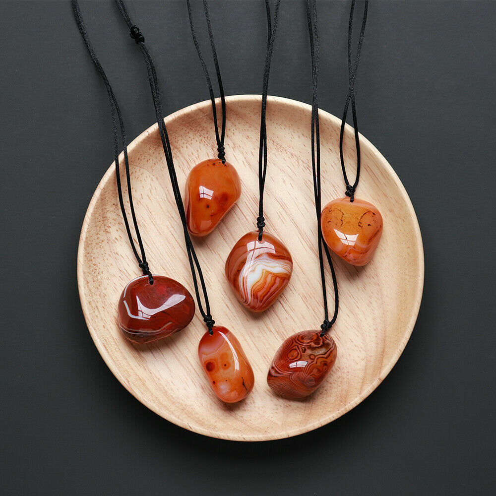 Natural Red Agate Crystal Stone Ornaments Pendant Jewelry Necklace(Random Shape)