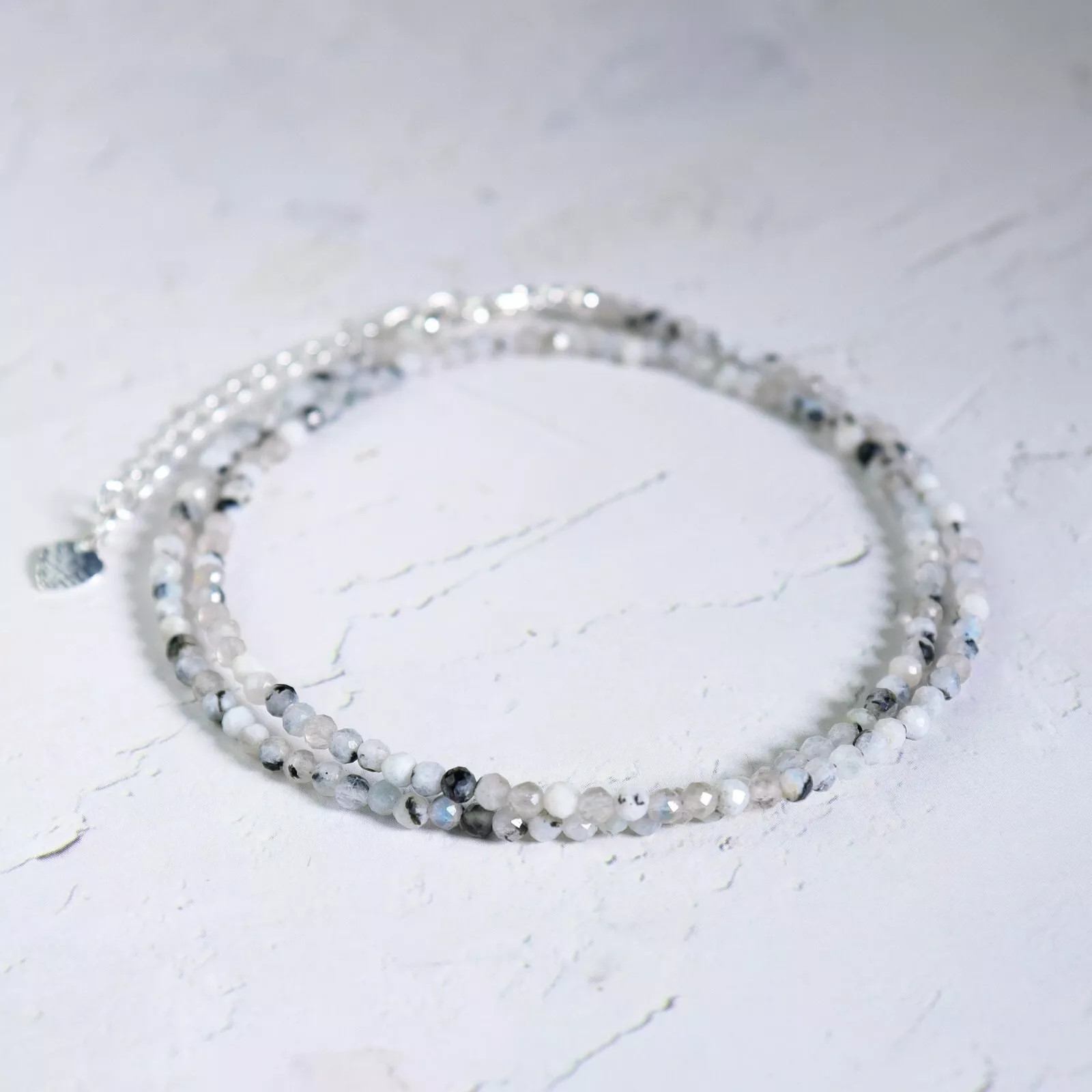 2mm Rainbow Moonstone Crystal Gemstone Faceted Beads Dainty Choker Necklace