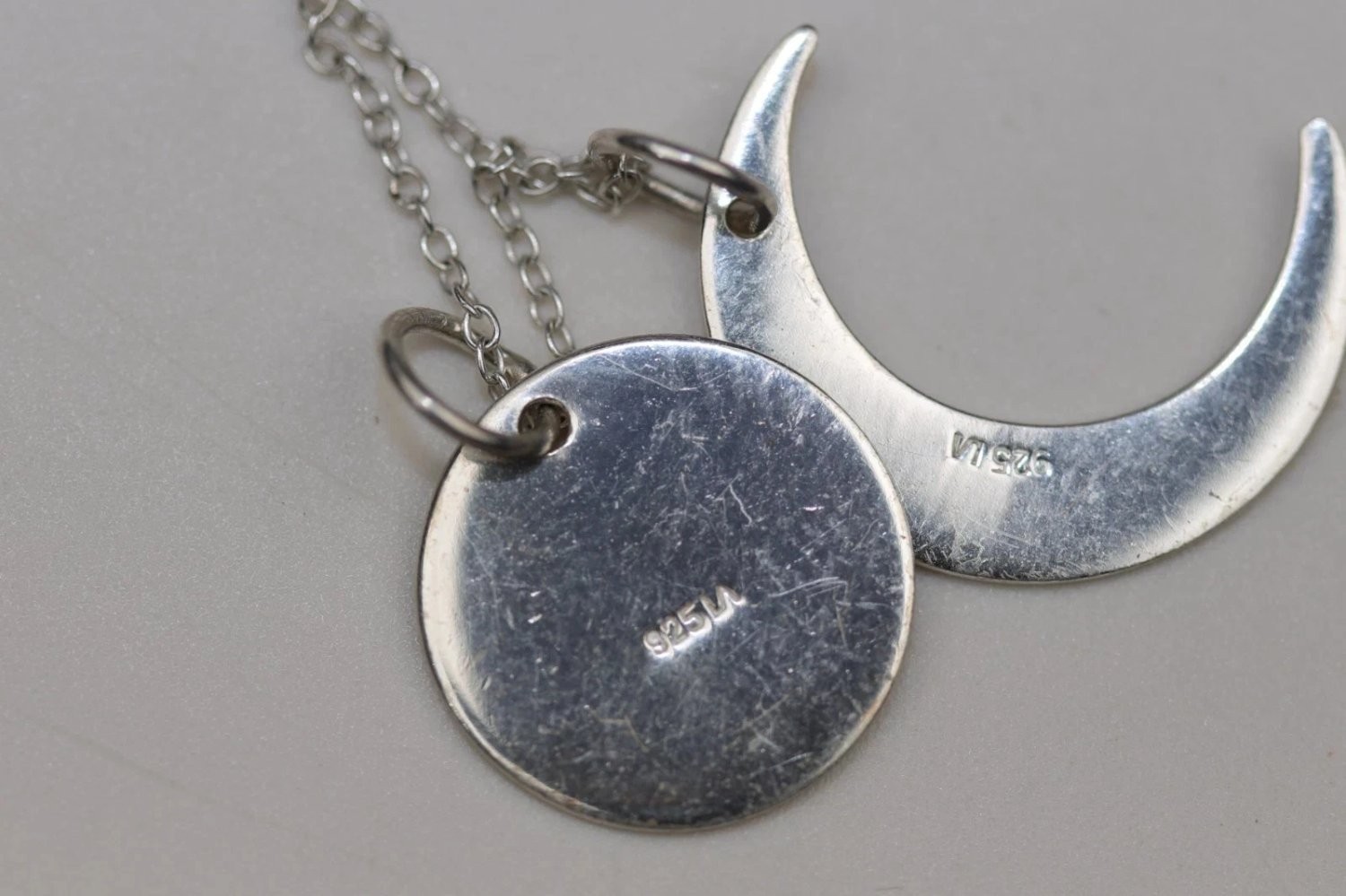 Sterling Silver I Love You to the Moon and Back Pendant Necklace 925 Italy 18