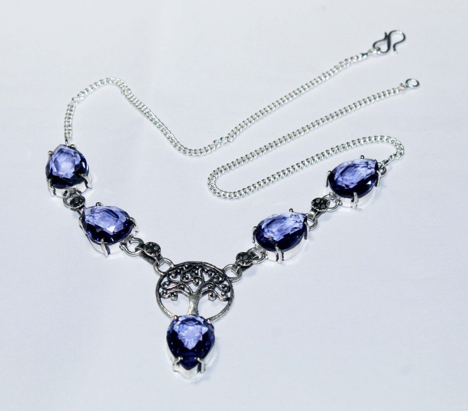 Tanzanite Quartz Gemstone Pear Shape Handmade Neacklace Jewelry Size 18 Inches