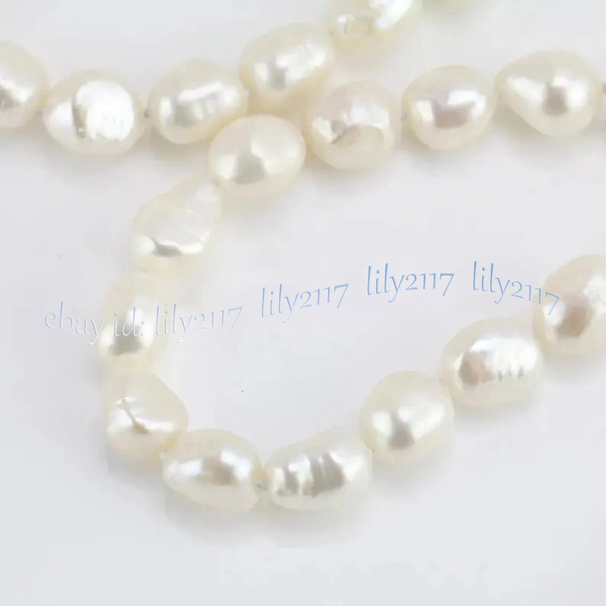 7-8mm Natural White Freshwater Baroque Pearl Teardrop Pendant Lariat Necklace