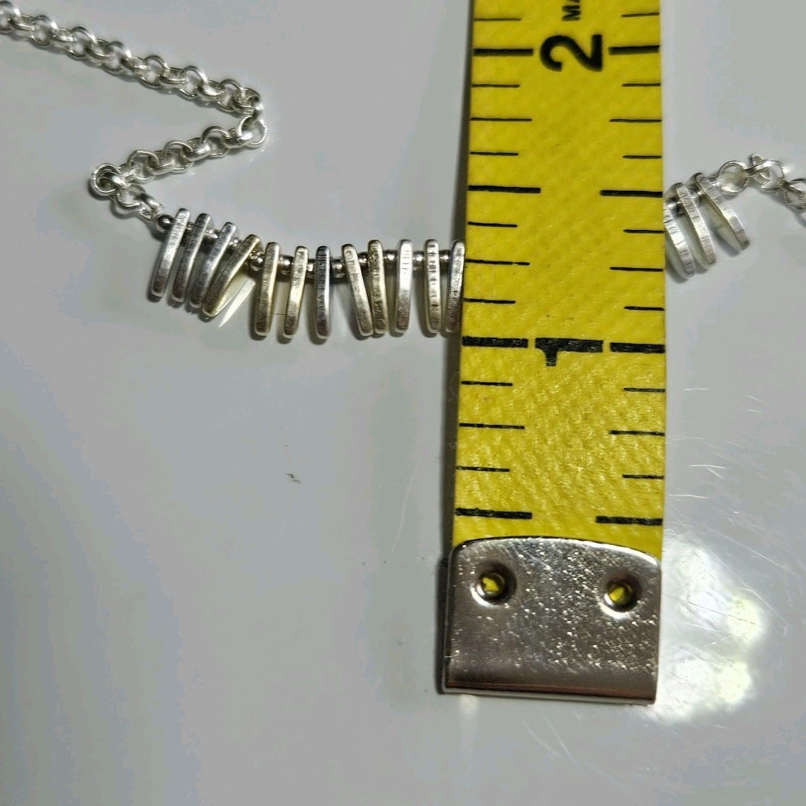 Silver Tone Long Short Layered Necklace 15/32 To 18/35″