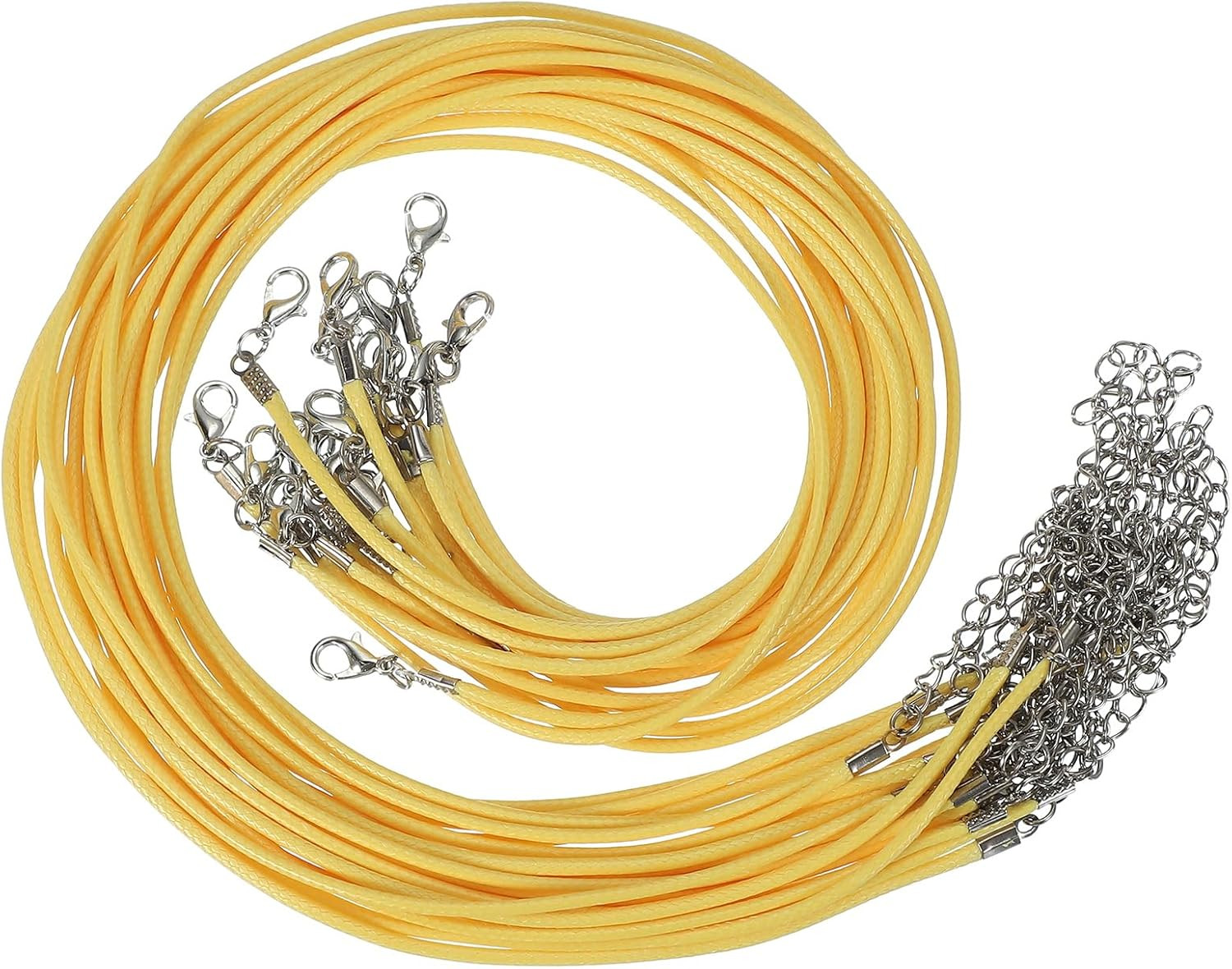 16″X0.06″ Necklace Cord, 20 Pcs Waxed Leather Necklace String Rope Bulk with Cla