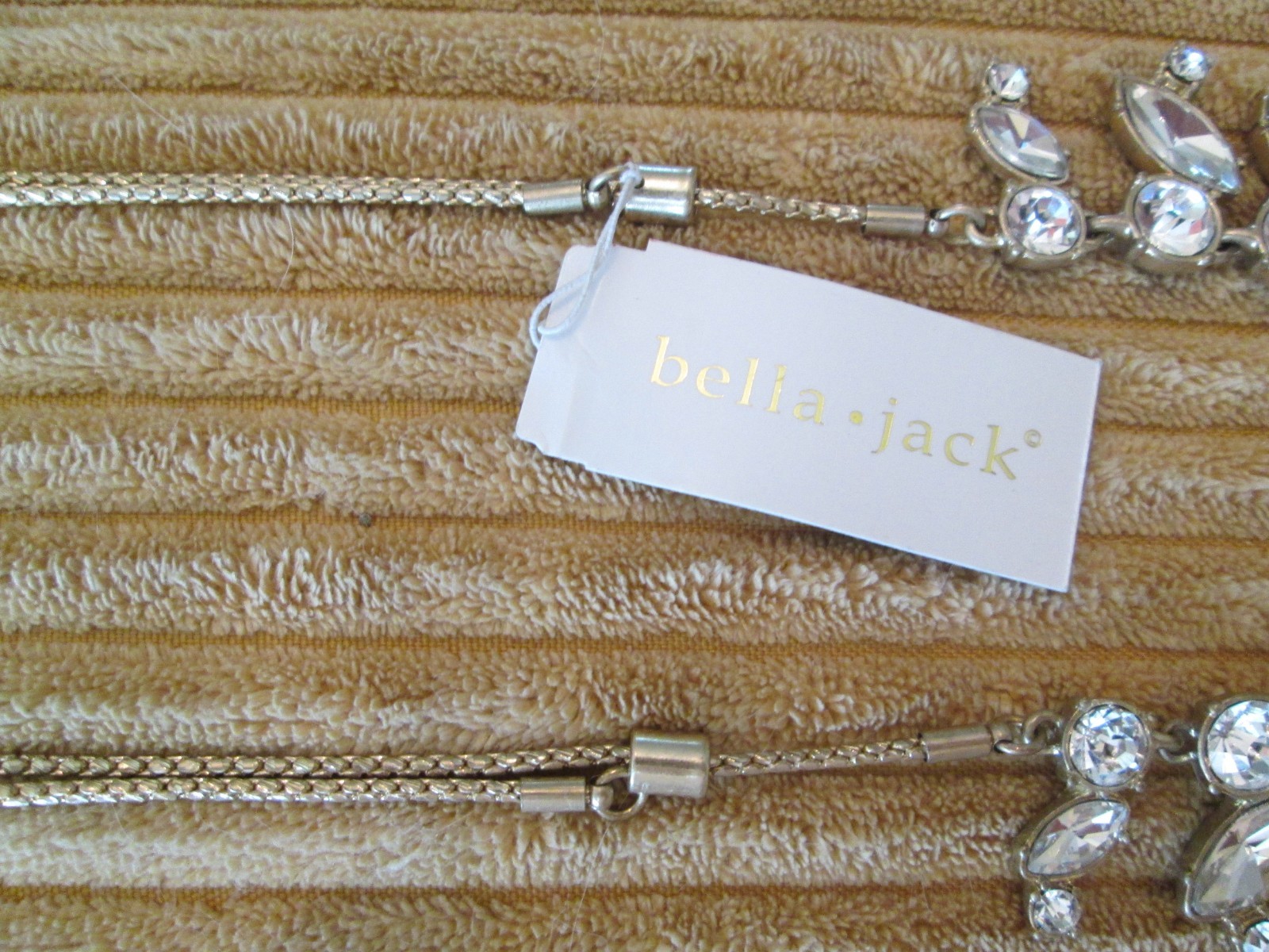 Bella Jack Clear Crystal Rhinestone Statement Necklace Gold Tone Adjustable NWT