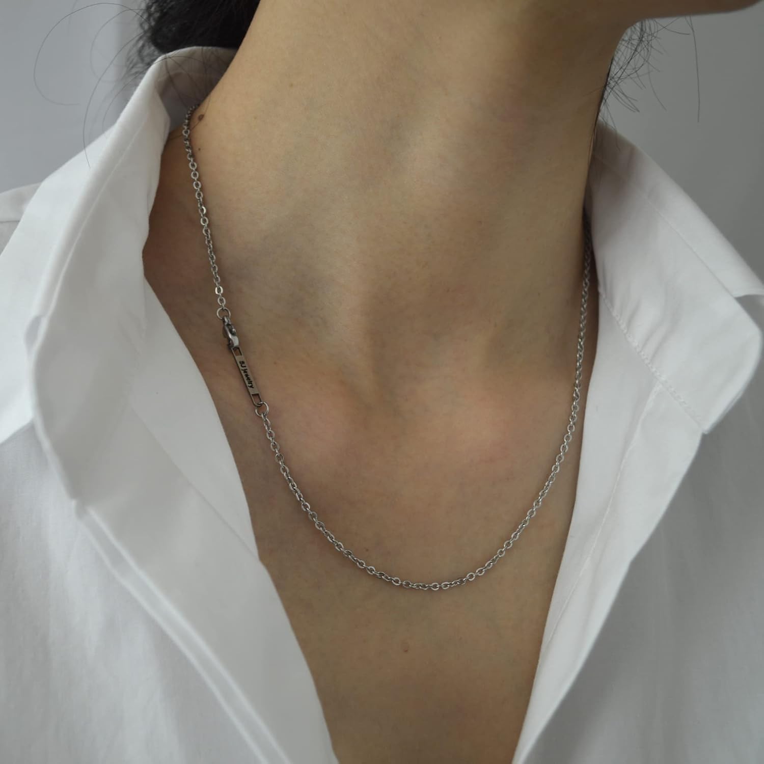 2MM Stainless Steel Necklace – Thin Cable Chain for Women & Men, Silver Chain…