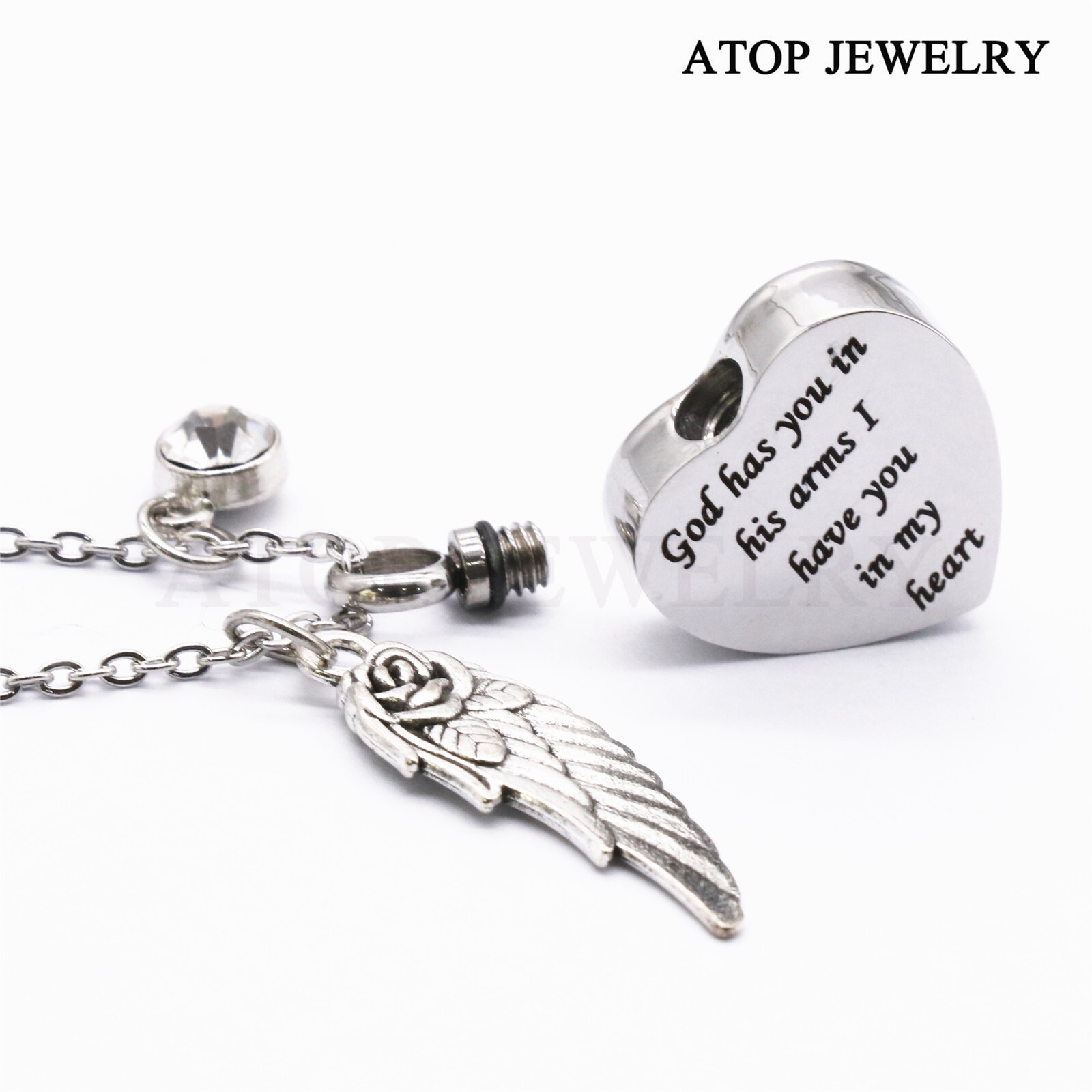 perfume bottle Heart Urn Necklace for Ashes with 12 colors Birthstones Jewelry