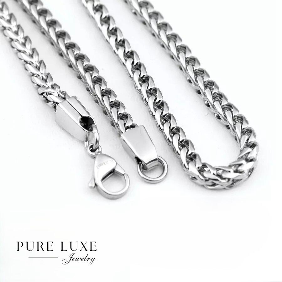 Men’s 24″ Stainless Steel 6mm Solid Smooth Franco Necklace High Polish Box