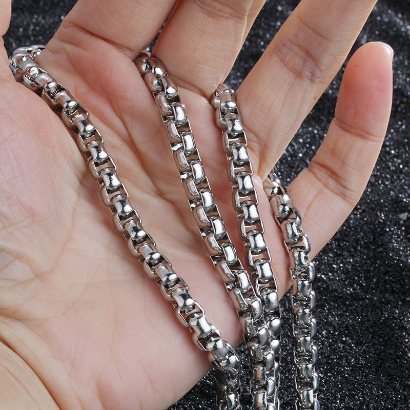 Silver Tone Rolo Box Chain Stainless Steel Necklace 1/2/3/4/5/7MM For Men Women