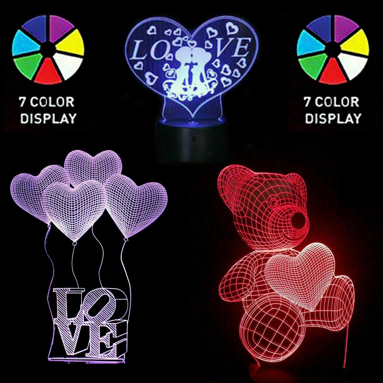 LED Light Gift Fit Her Girlfriend Wife Woman Mom Love Teddy Bear Decor and Hea