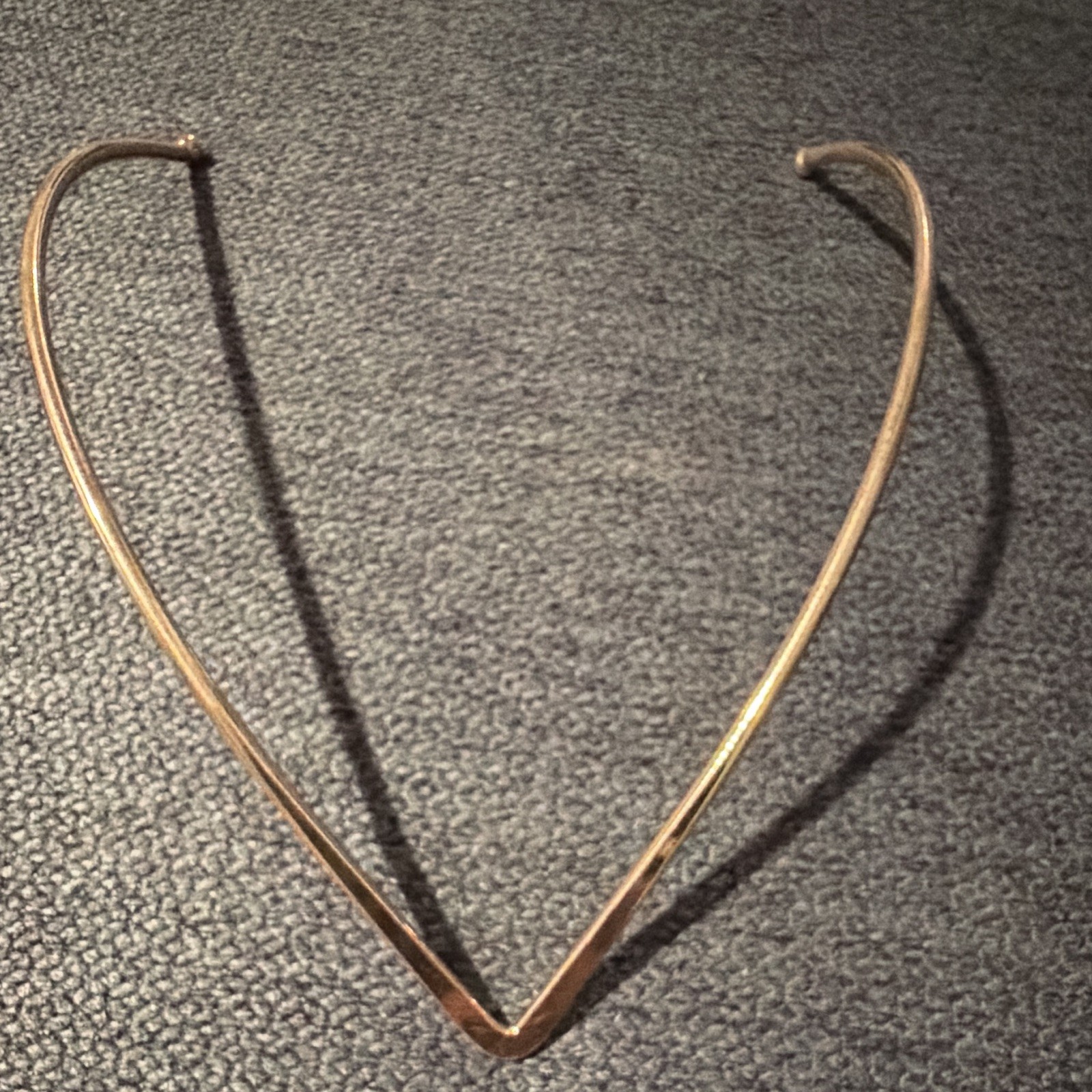 Gold Tone V Shaped Metal Necklace