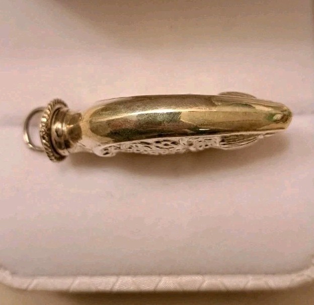 Antique Sterling Silver Perfume Bottle Necklace Floral Motif with Silver Chain
