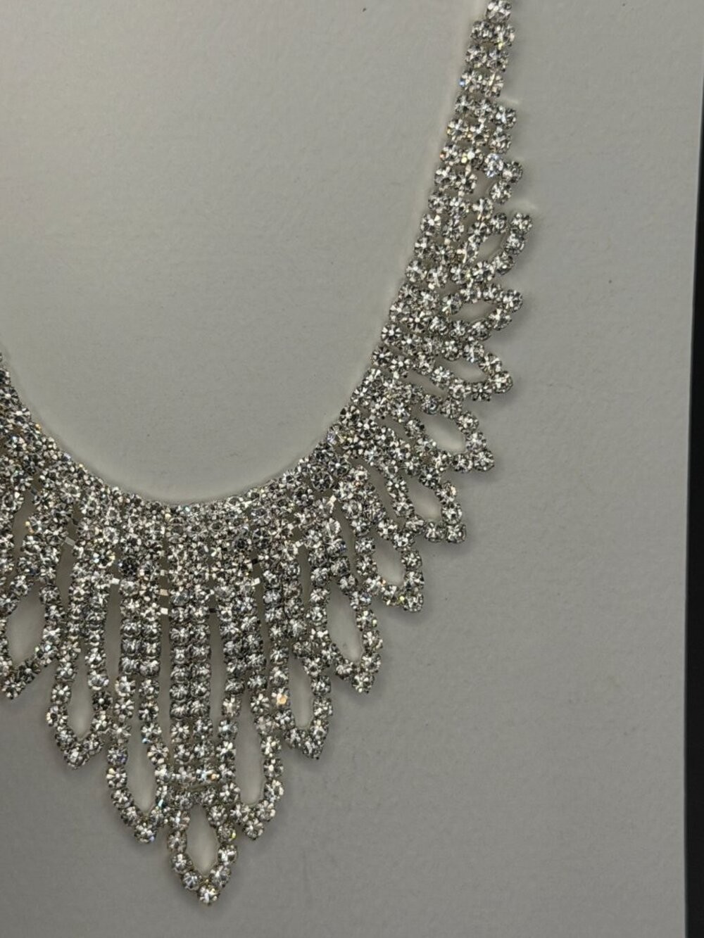 Christina Collection Silver Tone Rhinestone Statement Necklace & Earrings Bridal