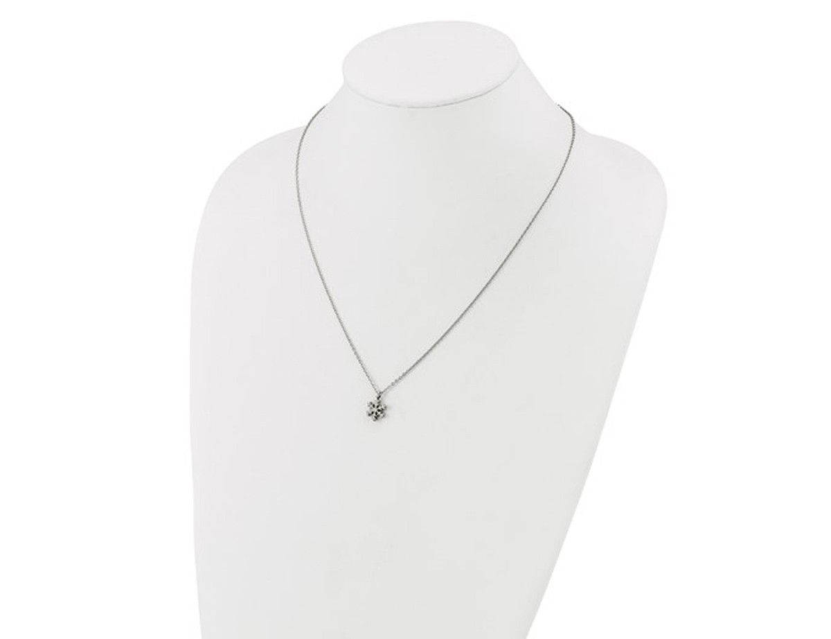 Polished Stainless Steel Snowflake Charm Pendant Necklace with Chain (20 Inches)