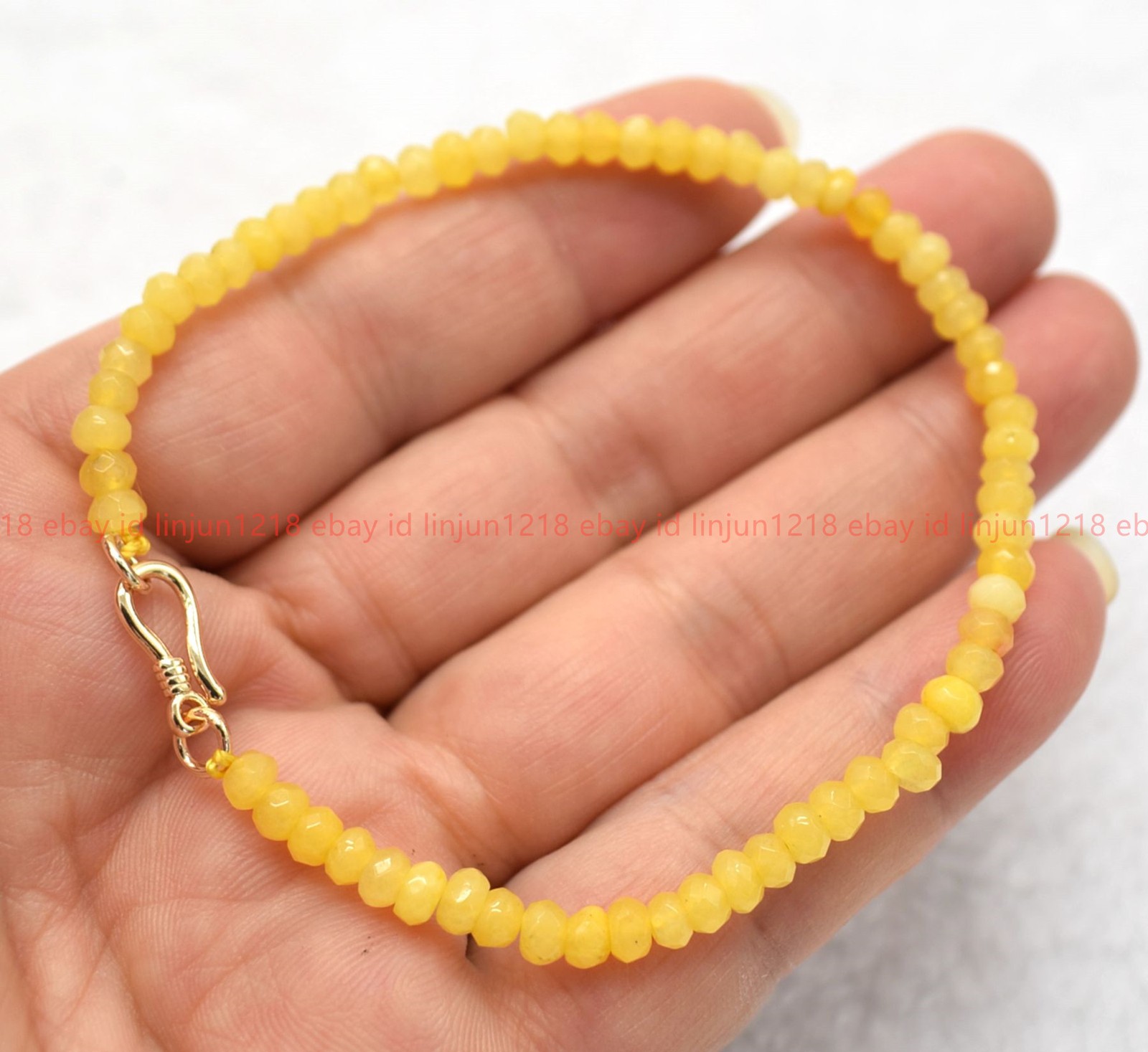 Natural 2x4mm Faceted Yellow Jade Gemstone Rondelle Necklace Bracelet 18/7.5in