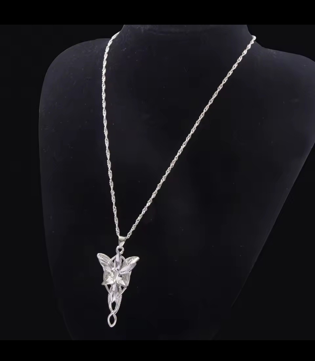 Lord Of the Rings Evenstar Silver Necklace Arwen Aragorn Elven LOTR + Gift Bag