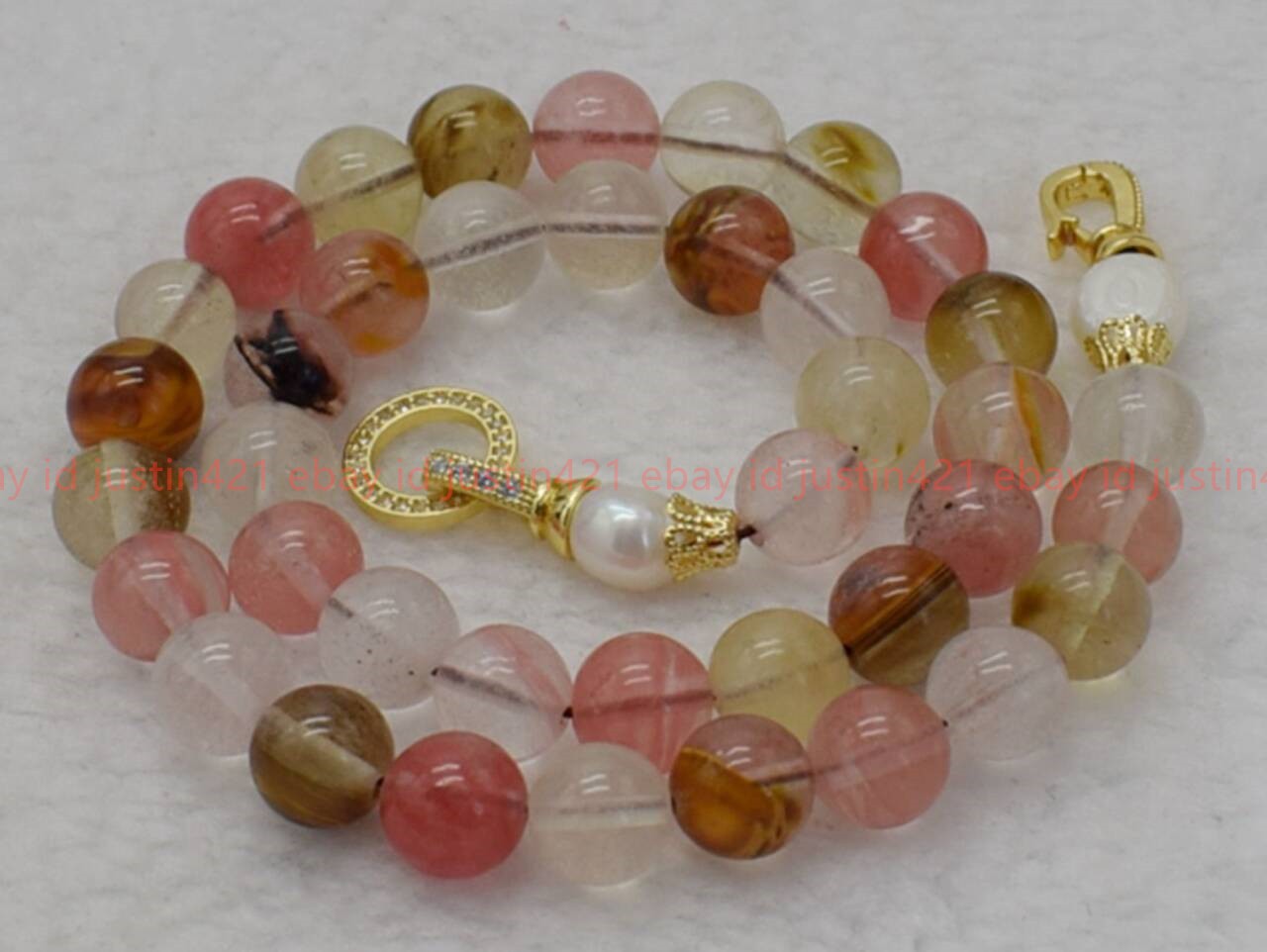 Natural 8/10/12mm Watermelon Tourmaline Pearl Round Gems Beads Necklace 16-28in
