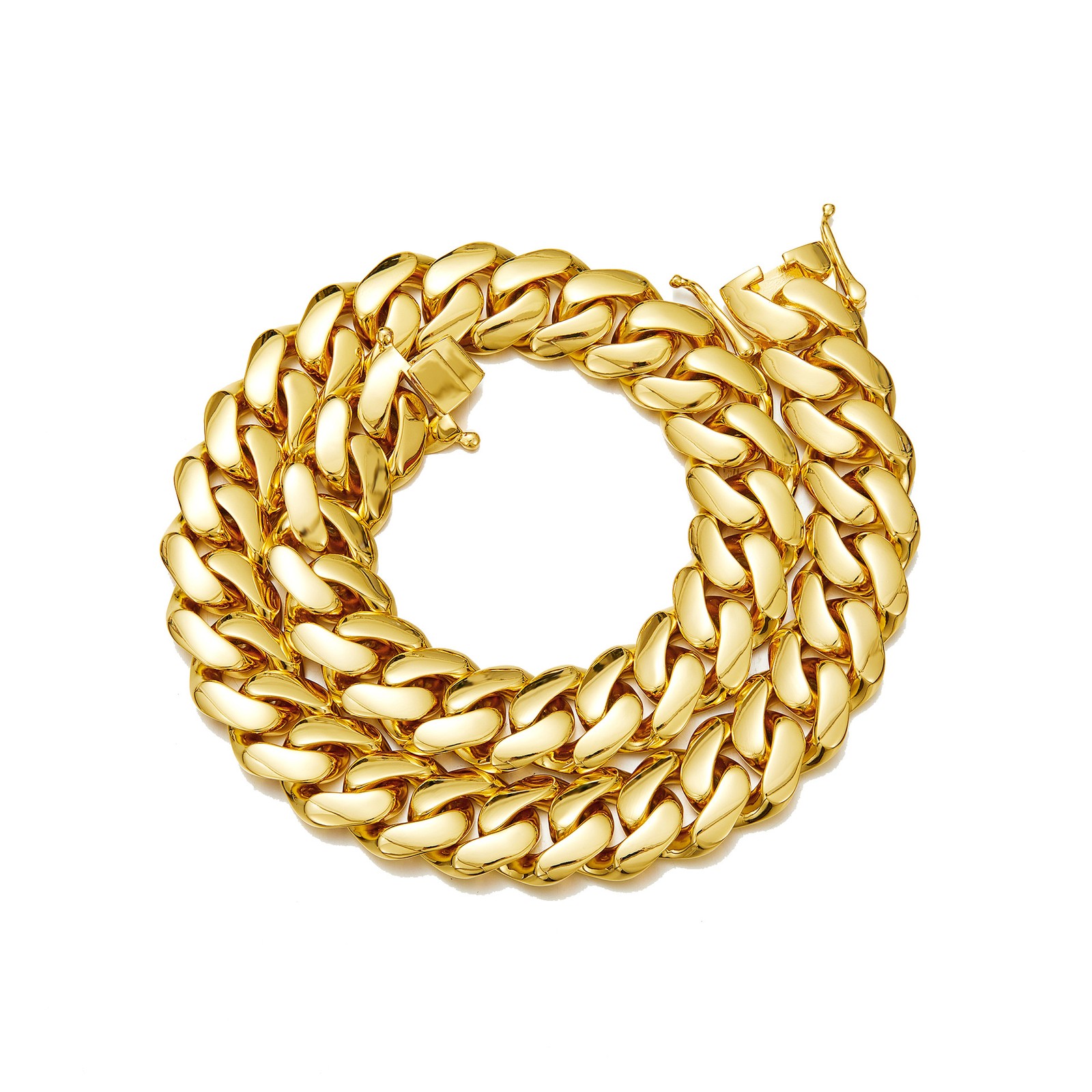10mm-22mm Stainless Steel Miami Cuban Chain Necklace Bracelet 18K Gold Plated