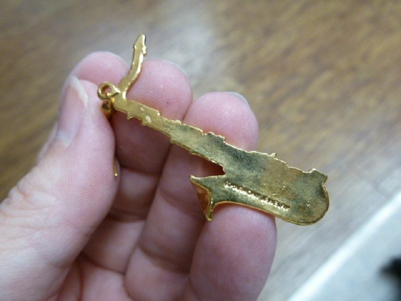 (M202-C) TENOR SAX Saxophone Pendant 24k gold plate NECKLACE jewelry chain wind