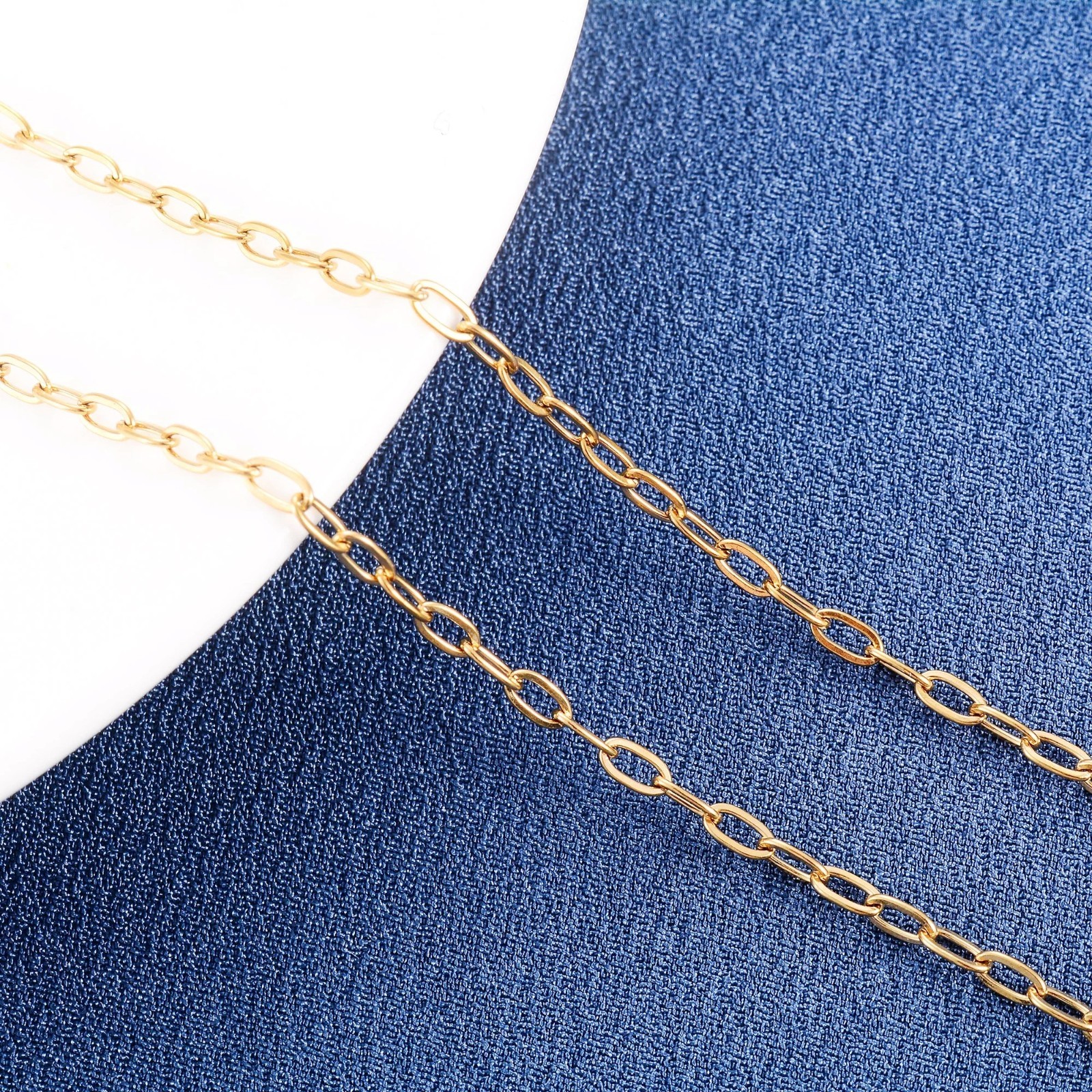 Paper clip necklace silver/gold color for women men, chains stainless steel