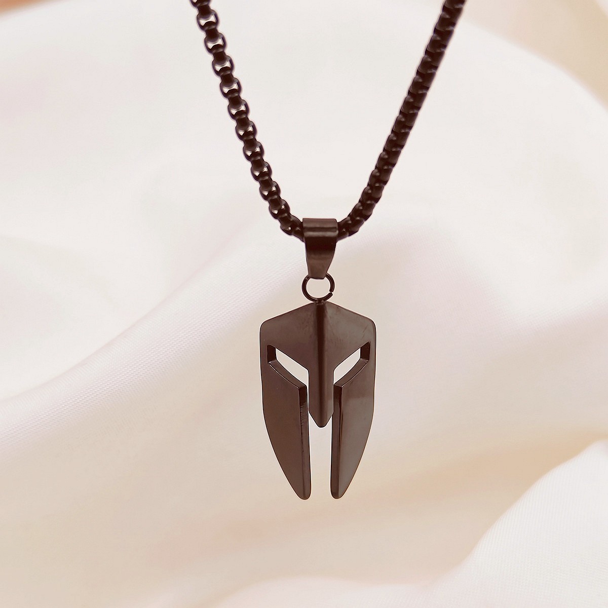 Stainless Steel Roman Gladiator Helmet Pendant with 24 inch Necklace.