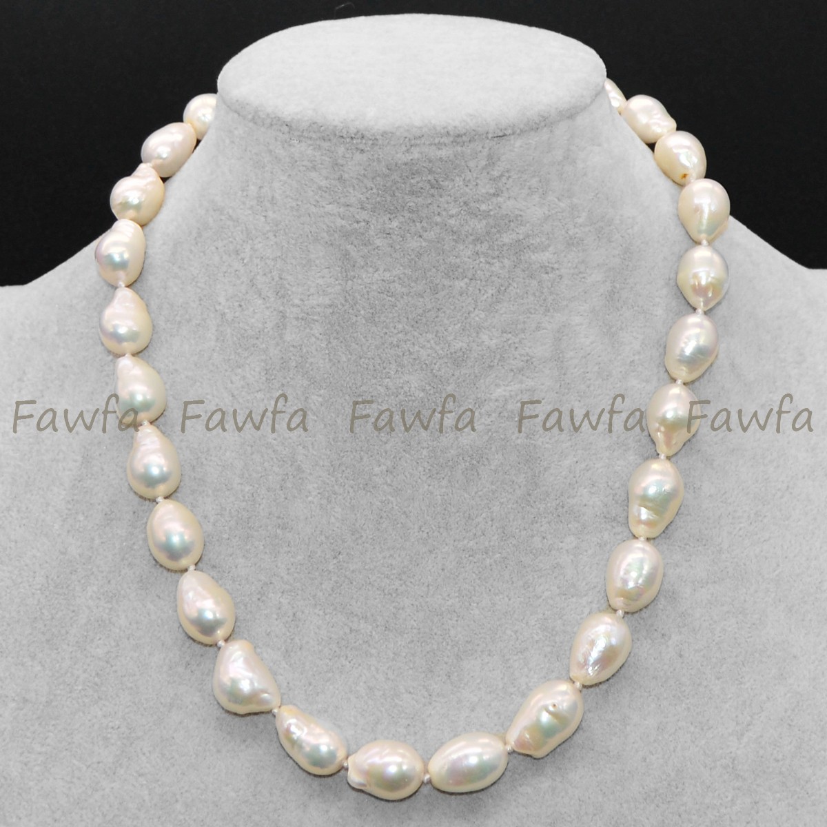 Big 14-16mm Natural Luster White Freshwater Baroque Pearl Necklace 16-36 inches