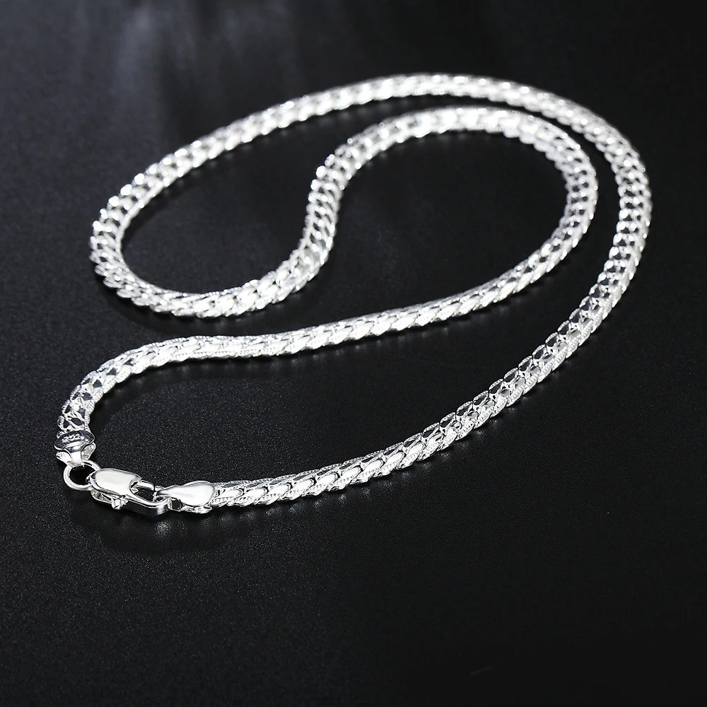New 925 Sterling Silver Plated Thick Layered Men’s Italy Figaro Chain Necklace