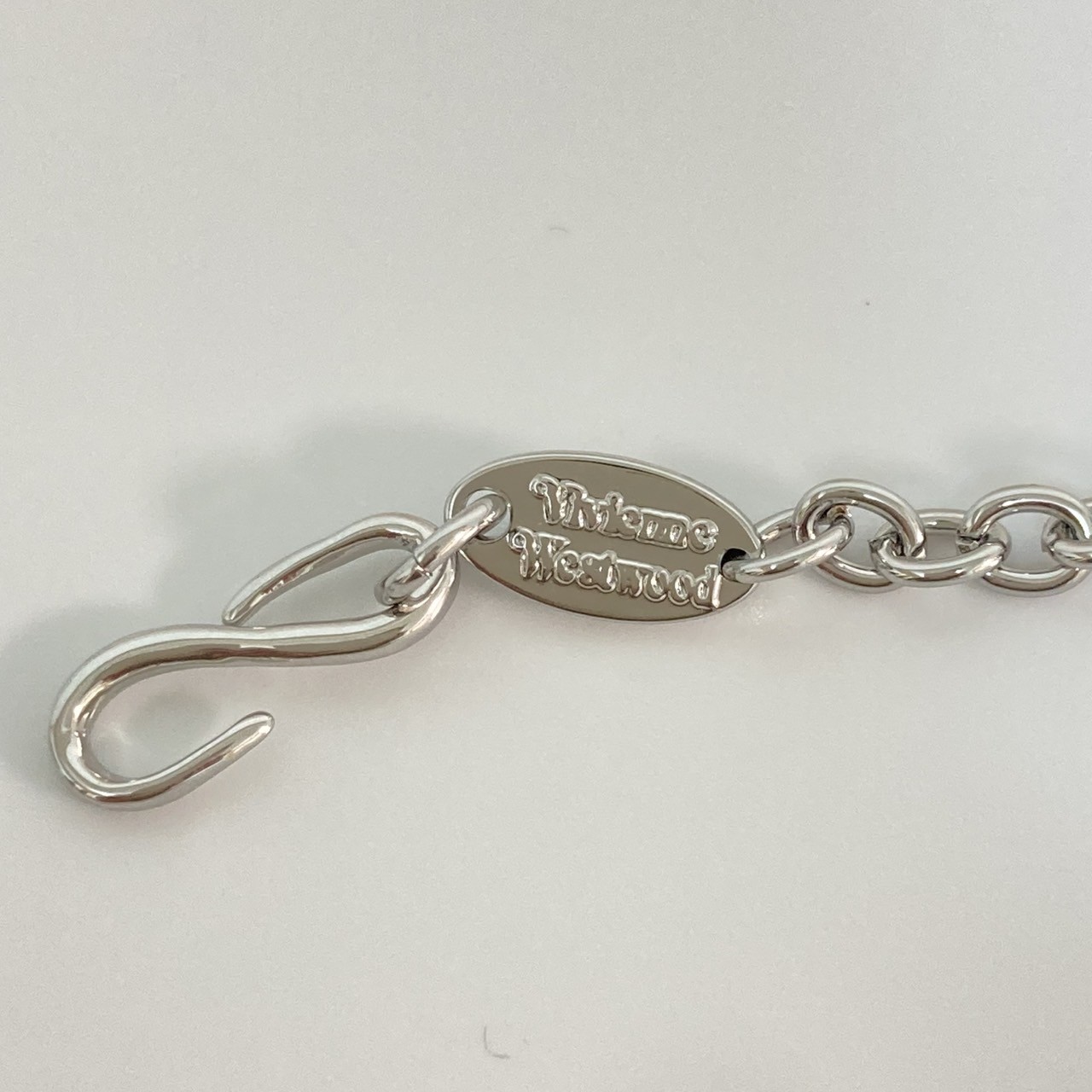 Vivienne Westwood Necklace Padlock Silver White 40.5cm 1.8×1.3 drawstring NO BOX