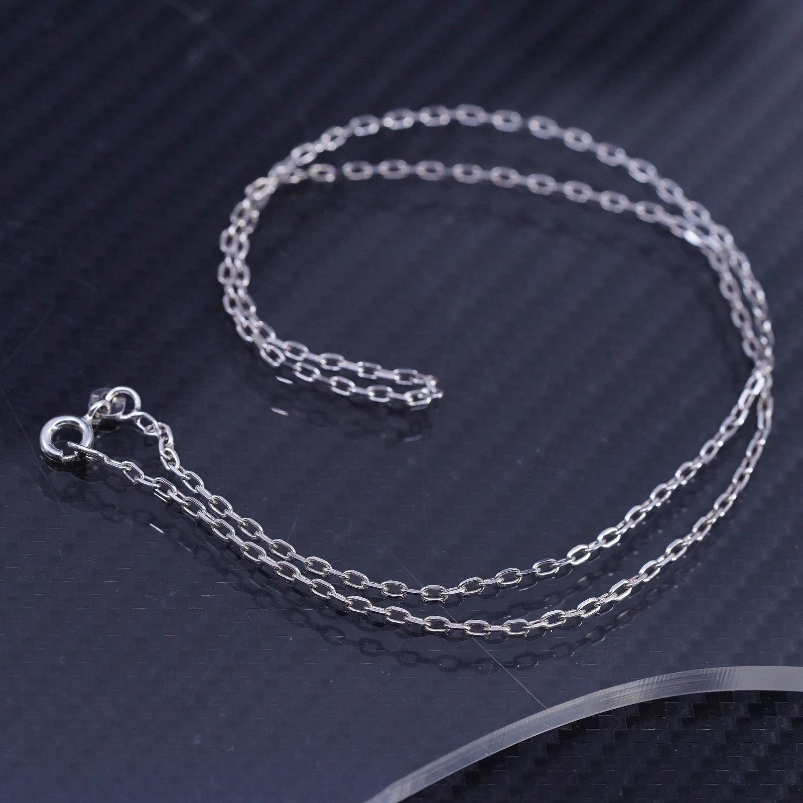 18”, vintage Designer Signed sterling silver 925 ribbed circle chain necklace