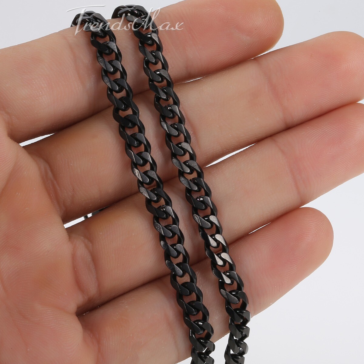 3/5/7/9/11mm Cuban Curb Mens Necklace Black Stainless Steel Link Chain 18″-30″