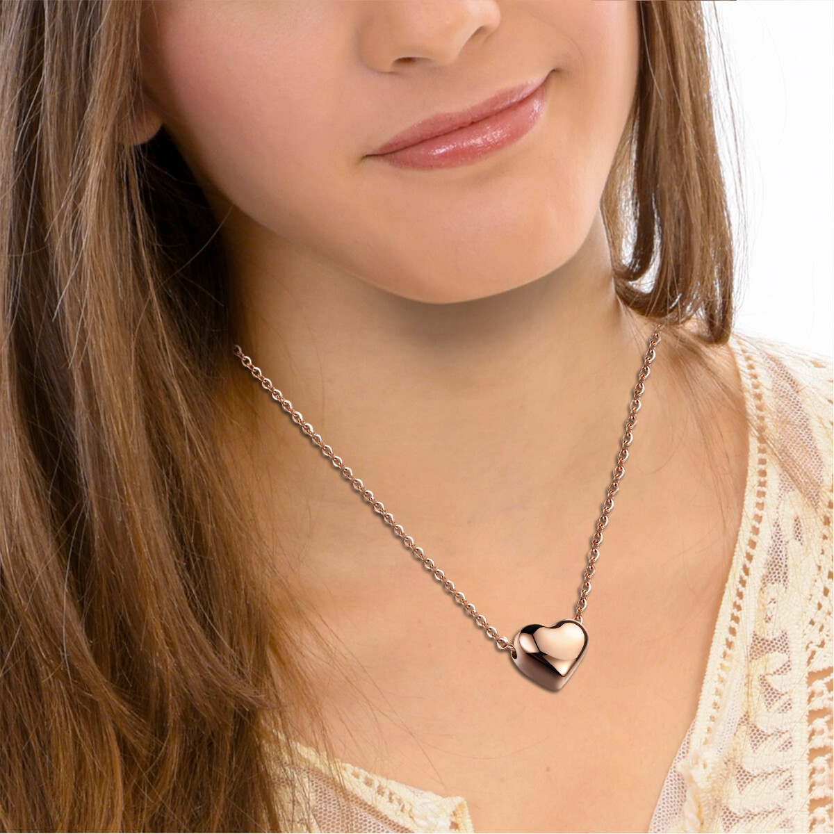 Women’s Girls Stainless Steel Heart Pendant Necklace Chain Valentine’s Day Gift