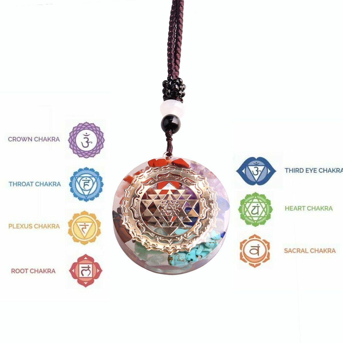 Orgonite Necklace Sri Yantra Pendant Sacred Geometry Chakra Healing Necklace