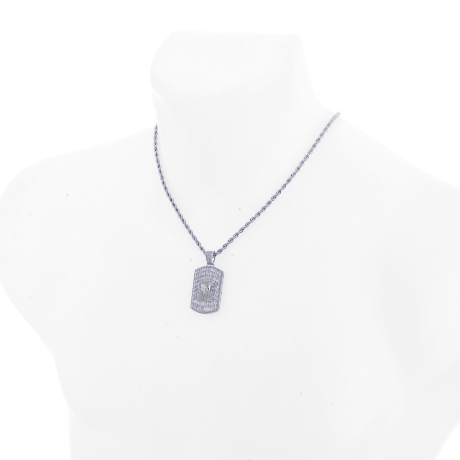 Hip Hop Dog Tag Jesus Pendant 20 inch Choker Rope Chain Necklace BCR 17098