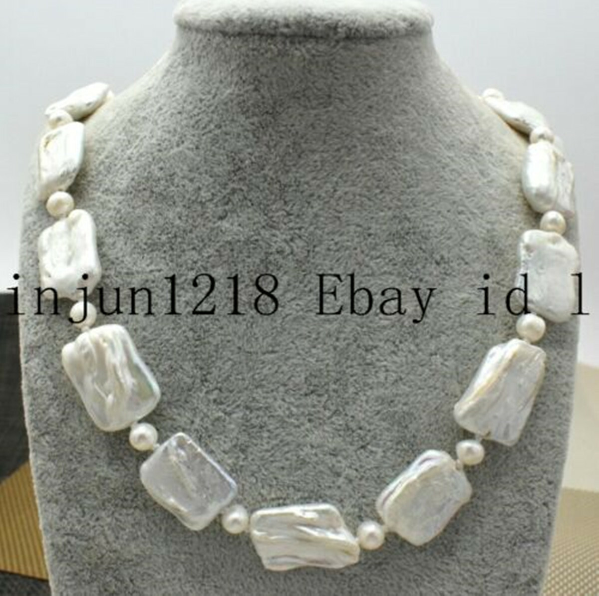 Huge 15x20mm Rectangle White Baroque Pearl Neckalce 18/22/24/28/30/35‘’