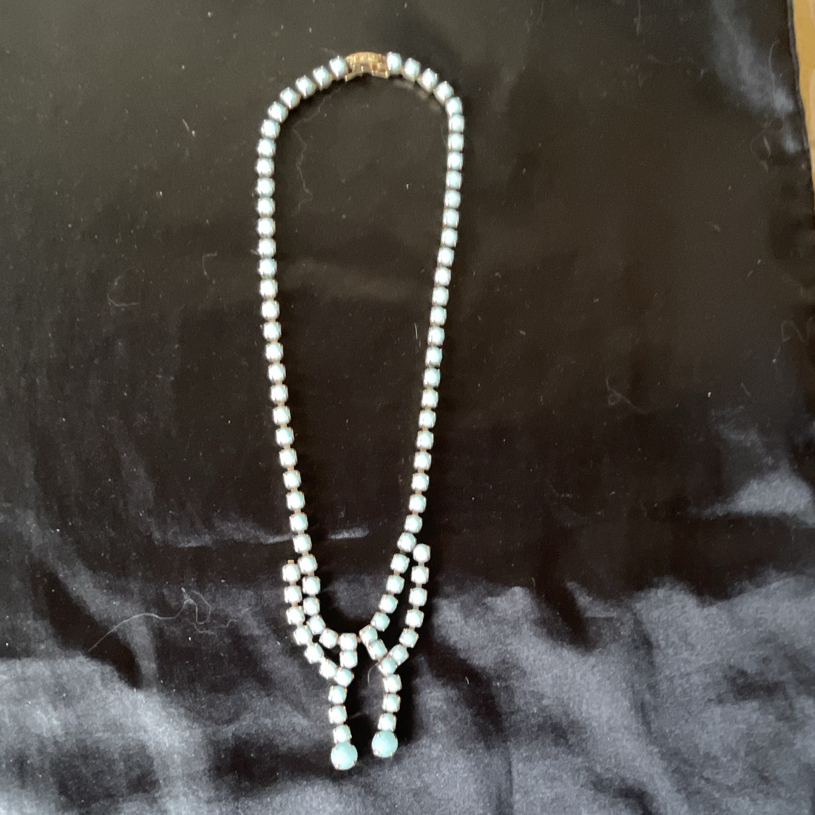 Vintage Necklace Double Strand Ball/Bead Chain Dangle Drops