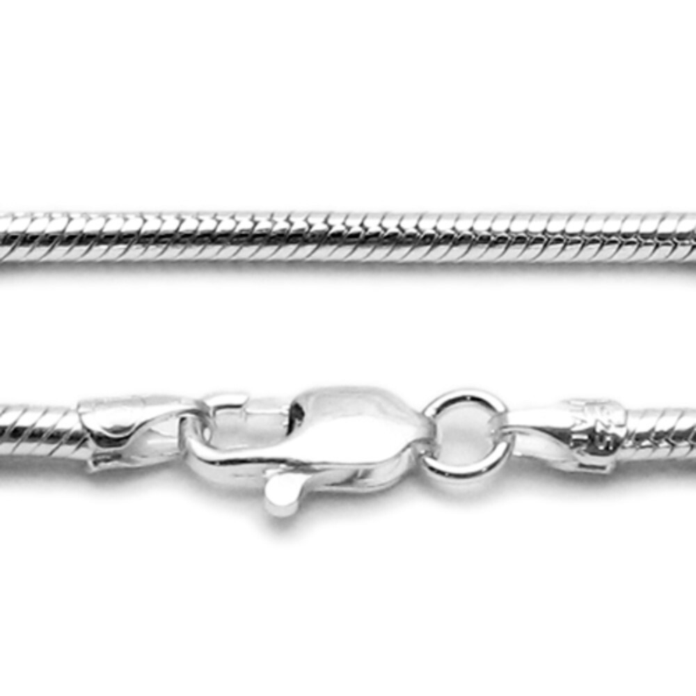 925 Sterling Silver Round Snake Chain Necklace 2.5mm (060 Gauge)