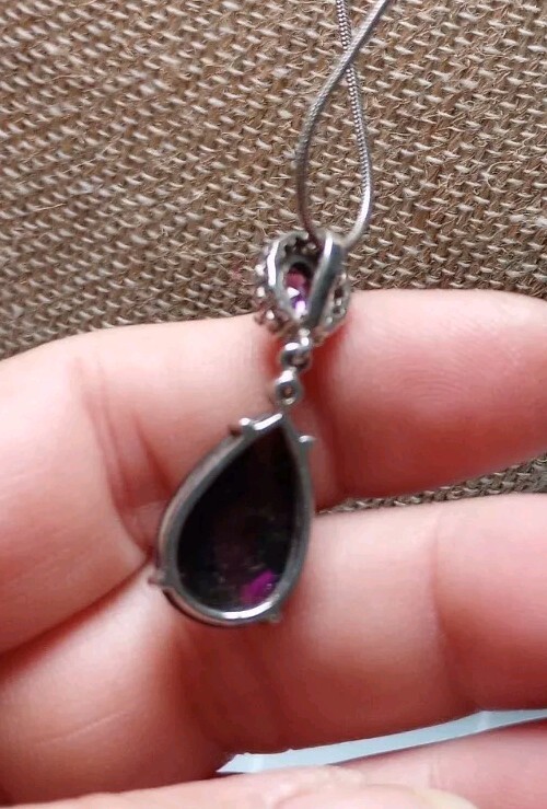 925 Marked Chain Amythest Oval,round Purple,colorless Stoned 18″necklace