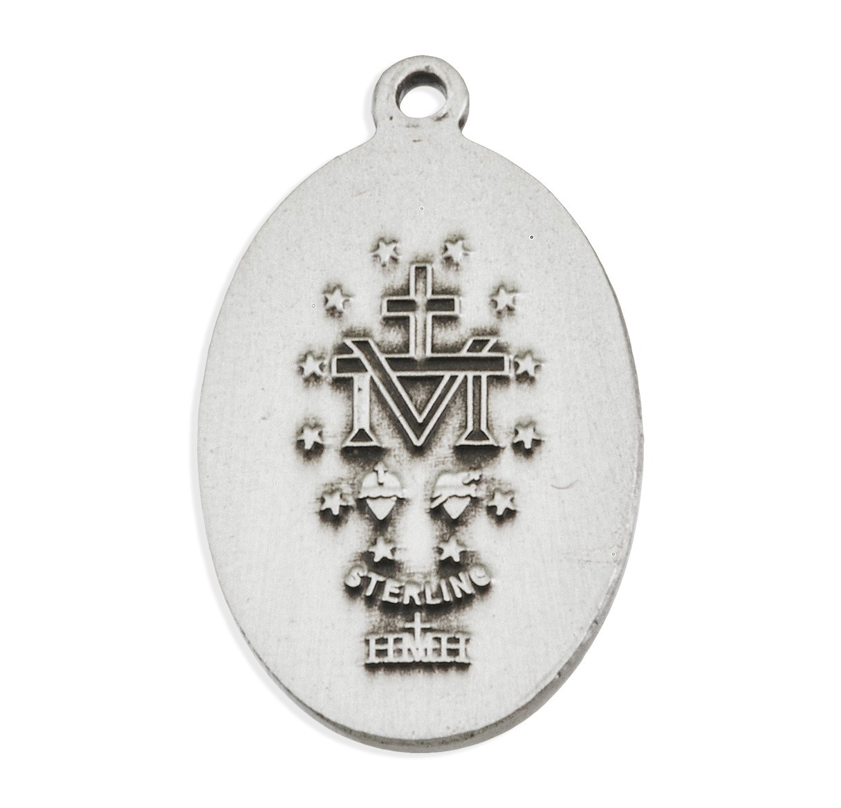 Medium 925 Sterling Silver Miraculous Mary Pendant Medal Necklace Made in USA