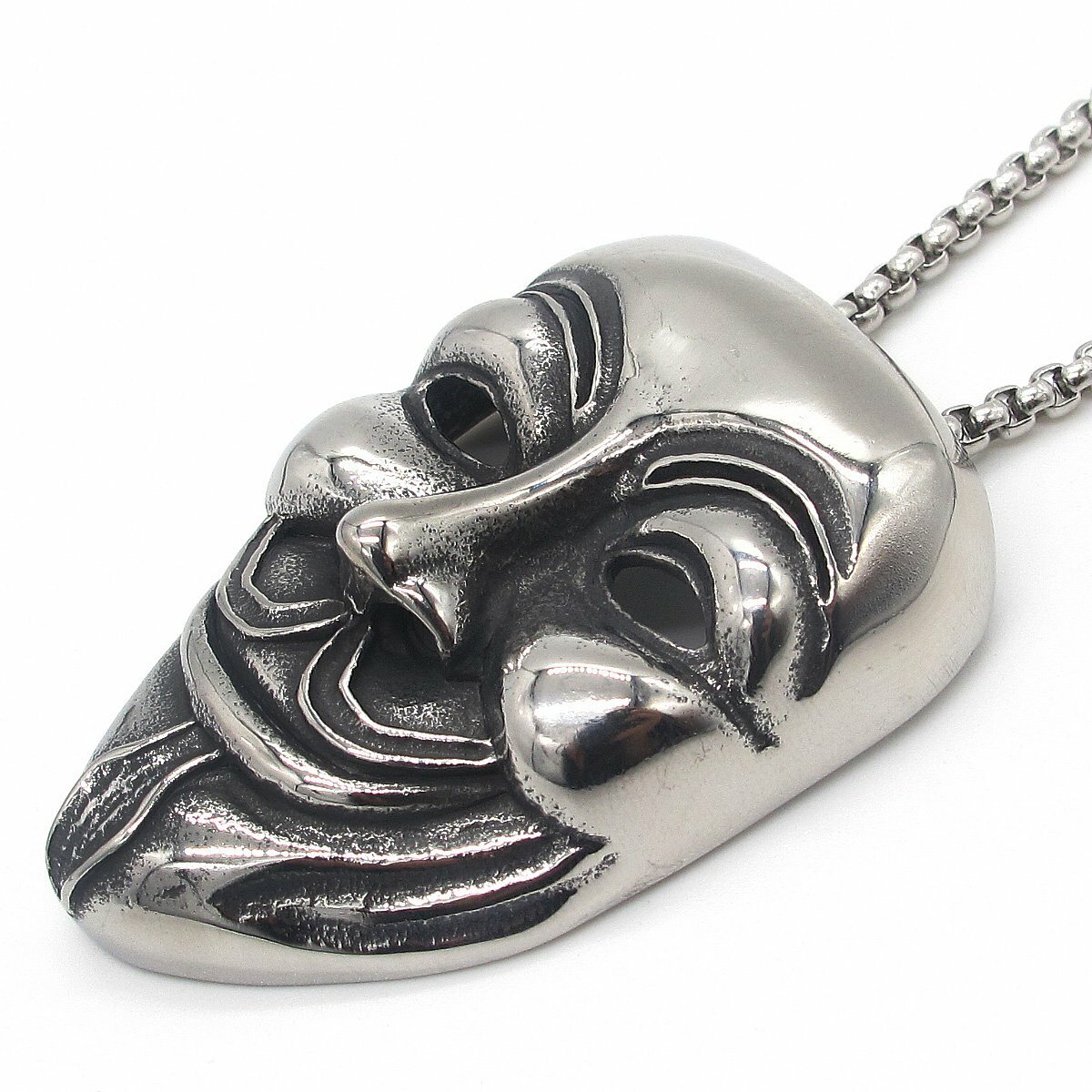 MENDEL Mens Stainless Steel Hip Hop Rapper Biker Anonymous Mask Pendant Necklace