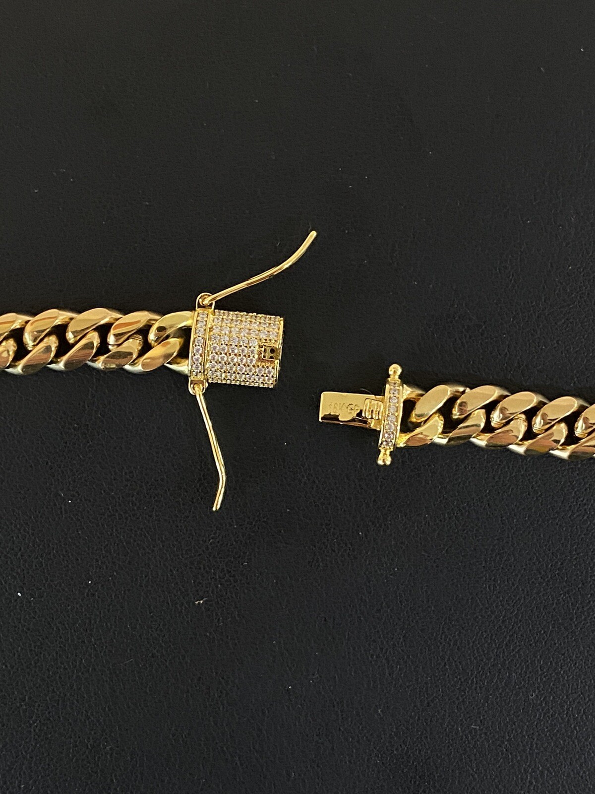 Miami Cuban Link Chain 18k Gold Plated Stainless Necklace 20” 8mm CZ Clasp