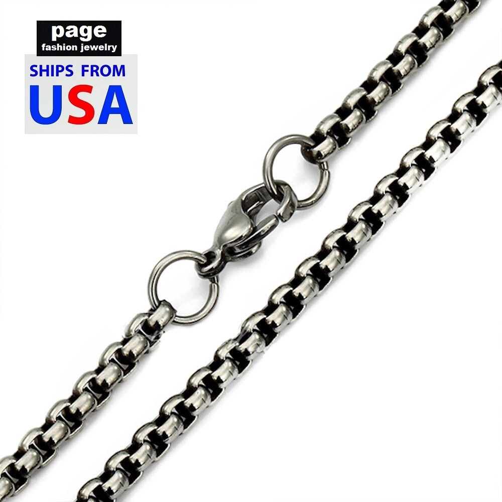 Silver Stainless Steel Strong 2/3mm Rounded Rolo Box Chain 20″ 24″ 30″ Necklace
